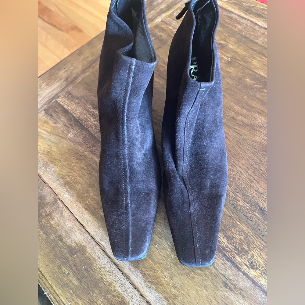 Prada chocolate brown suede ankle boot
